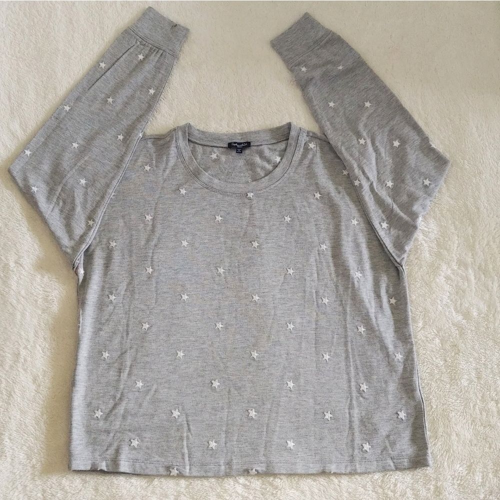 Splendid👍 Light Grey Embroidered Stars⭐ Sweater - Picture 4 of 14